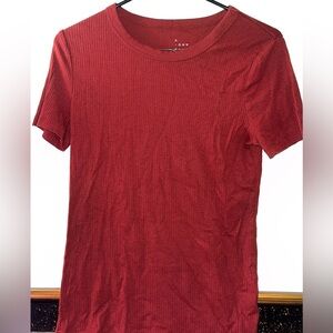 a new day Red Short Sleeve Ribbed Top